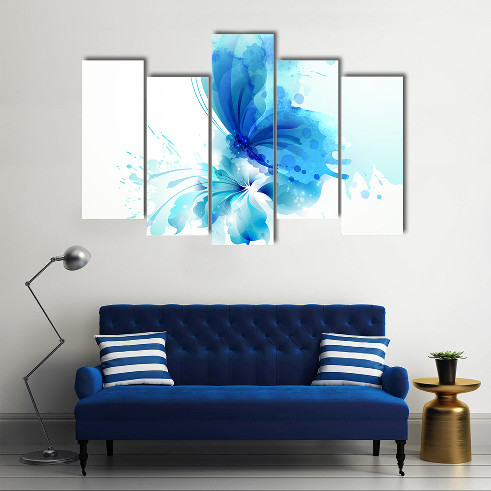 Translucent Blue Butterfly Abstract Canvas Wall Art