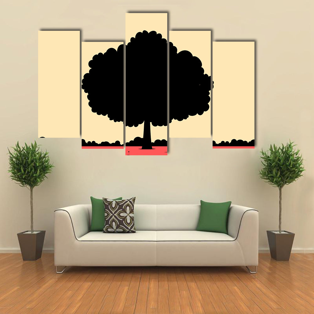 Silhouette Of Tree Canvas Wall Art