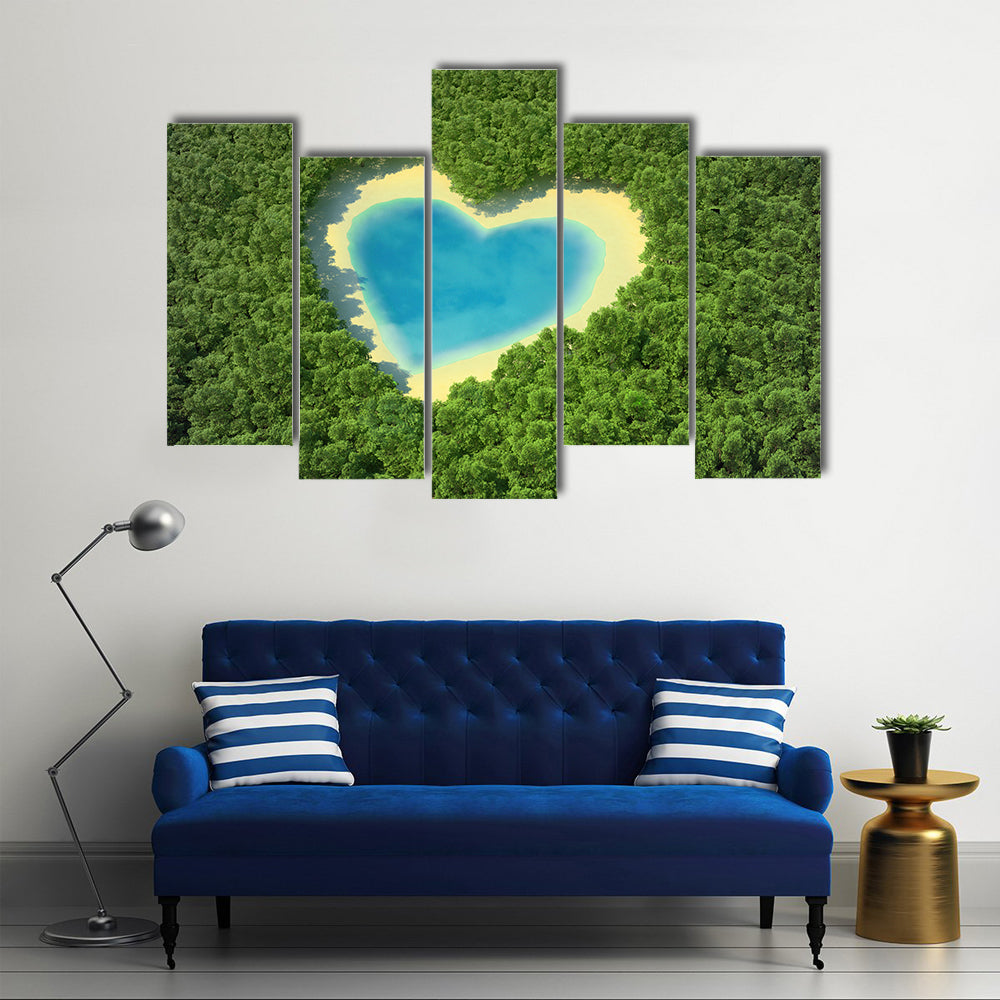 Heart Shaped Pond In A Tropical Forest Canvas Wall Art