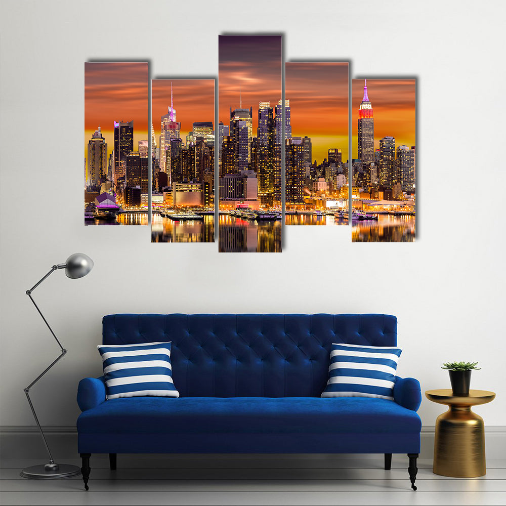 New York City At Sunrise Canvas Wall Art