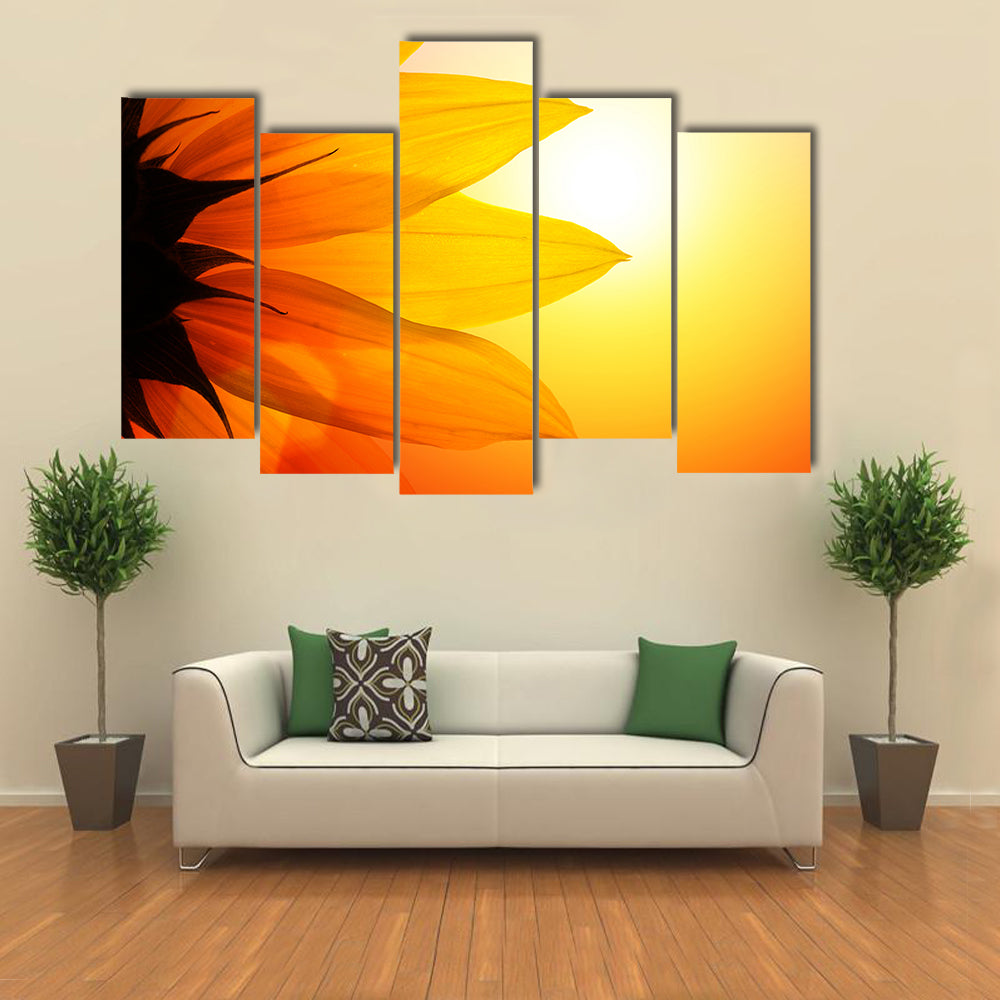 Yellow Sunflower Petals At Sunset Canvas Wall Art
