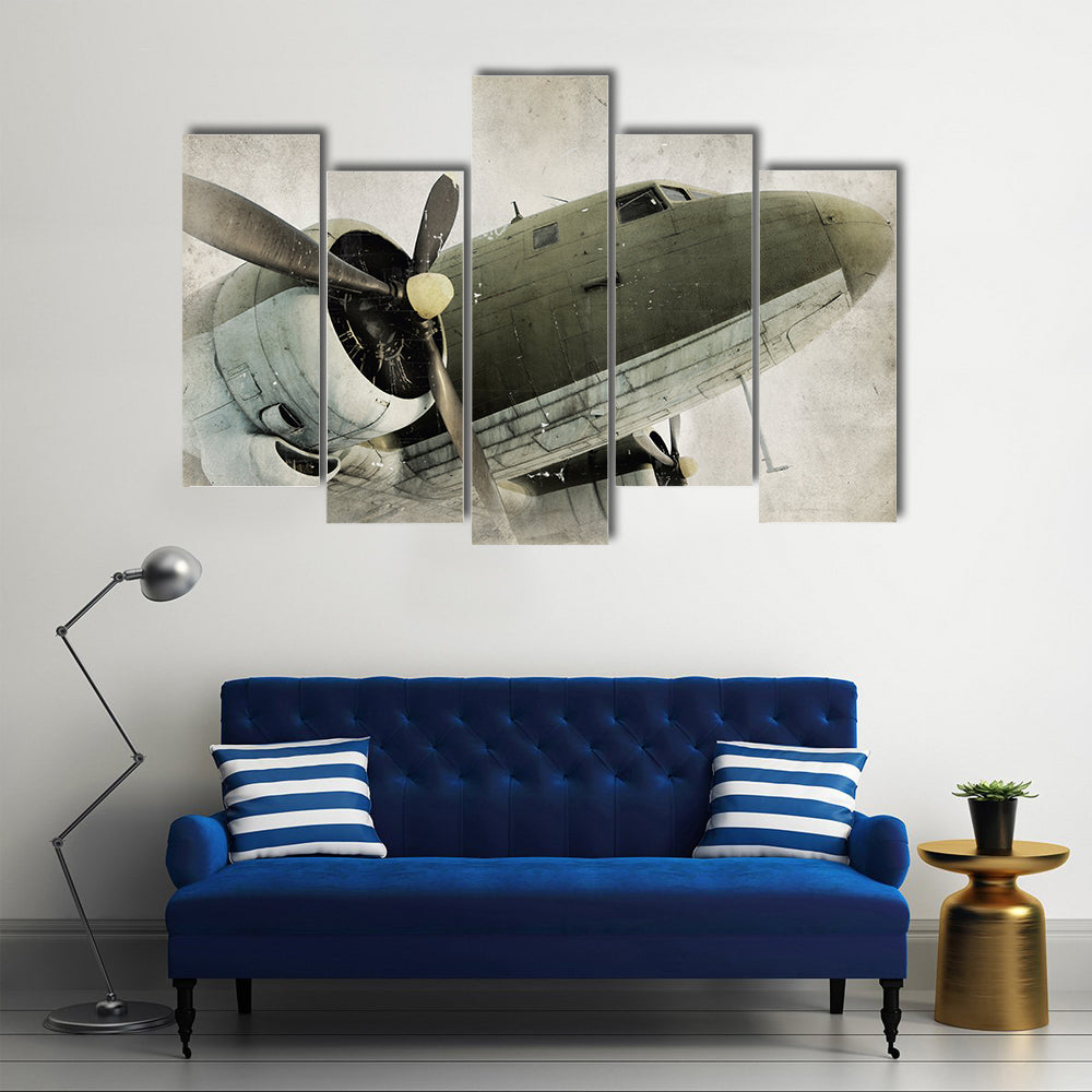 Old Propeller Airplane Canvas Wall Art
