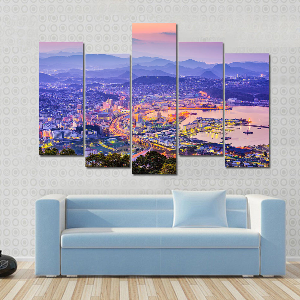 Sasebo Downtown Skyline In Nagasaki Japan Canvas Wall Art