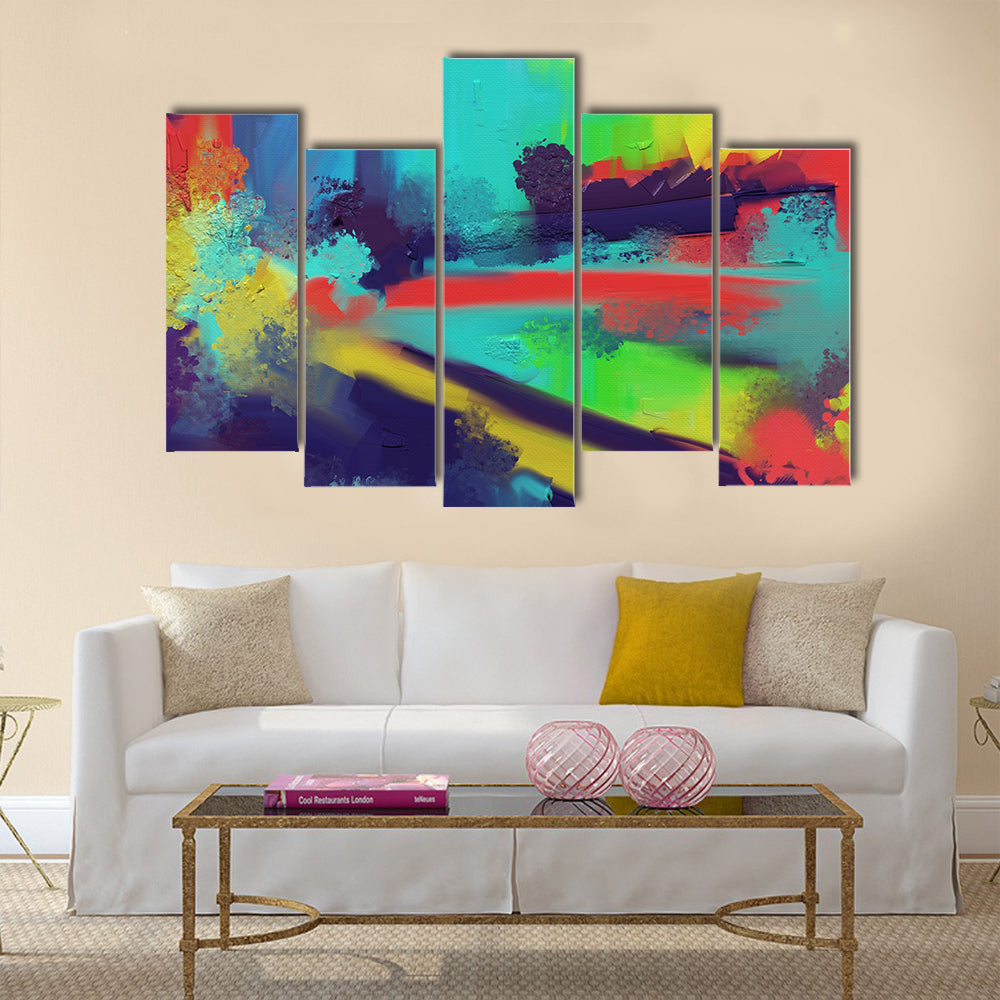 Expressionist Color Burst with Yellow-white Highlight Canvas Wall Art