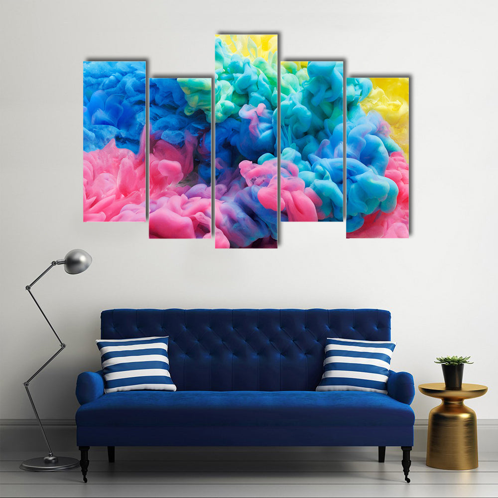 Colorful Acrylic Ink Swirls Canvas Wall Art