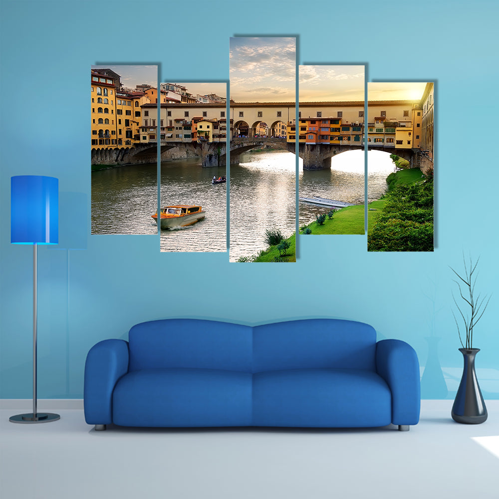 Ponte Vecchio In Florence At Sunset In Italy Canvas Wall Art