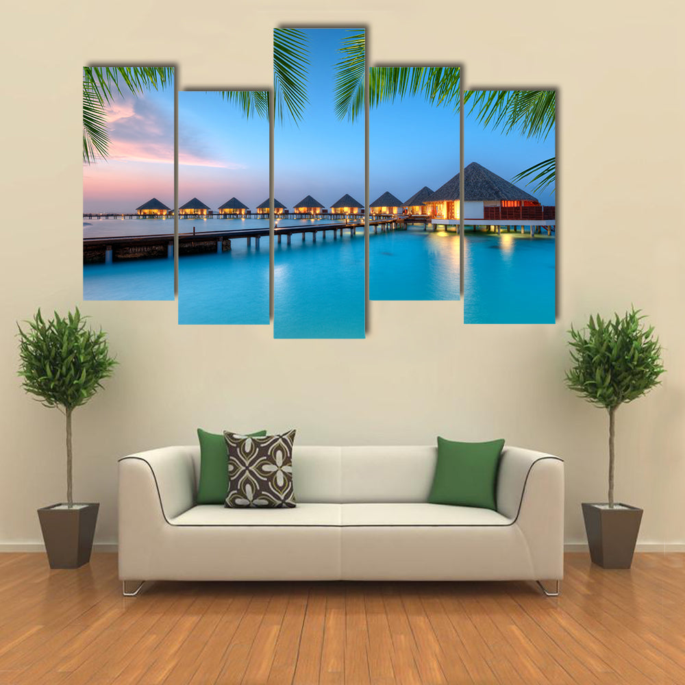 Water Villas on Maldives Resort Canvas Wall Art