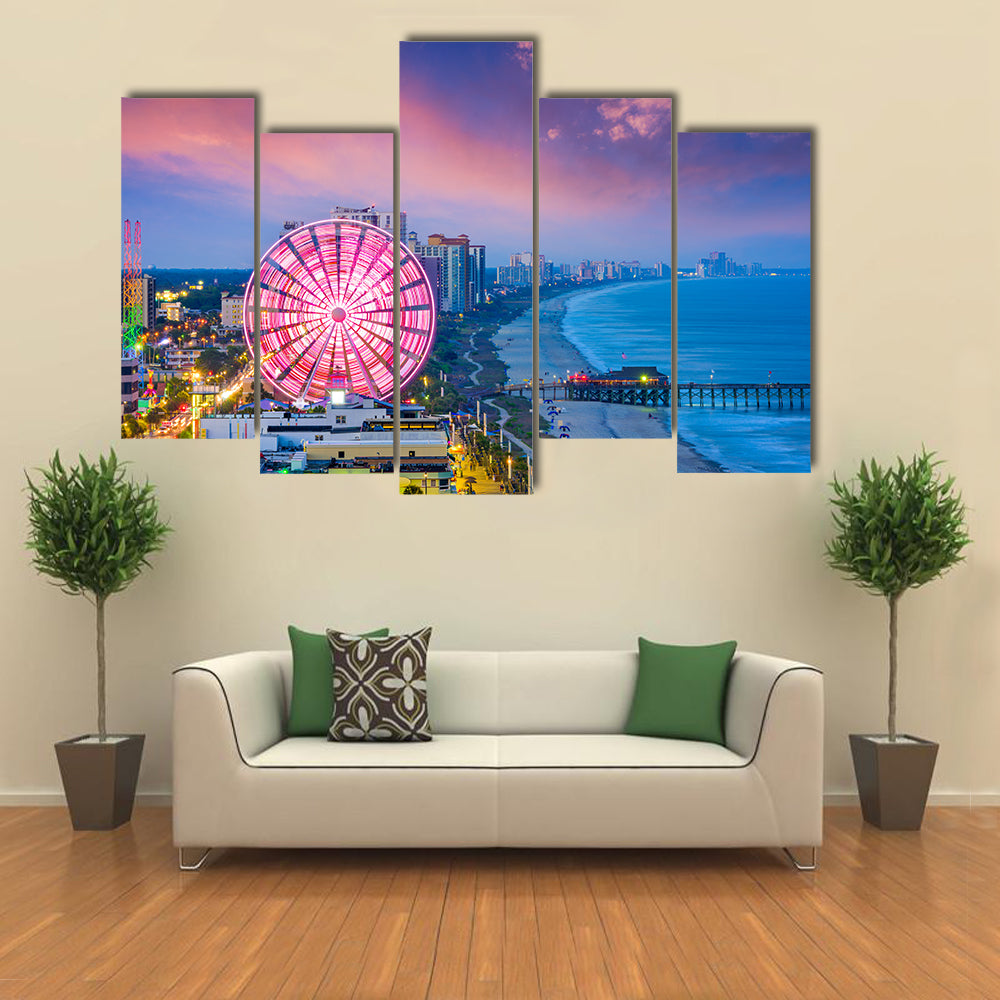 Myrtle Beach Sunset Ferris Wheel Canvas Wall Art