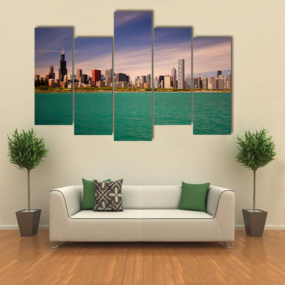 Chicago Skyline Over Lake Michigan Canvas Wall Art