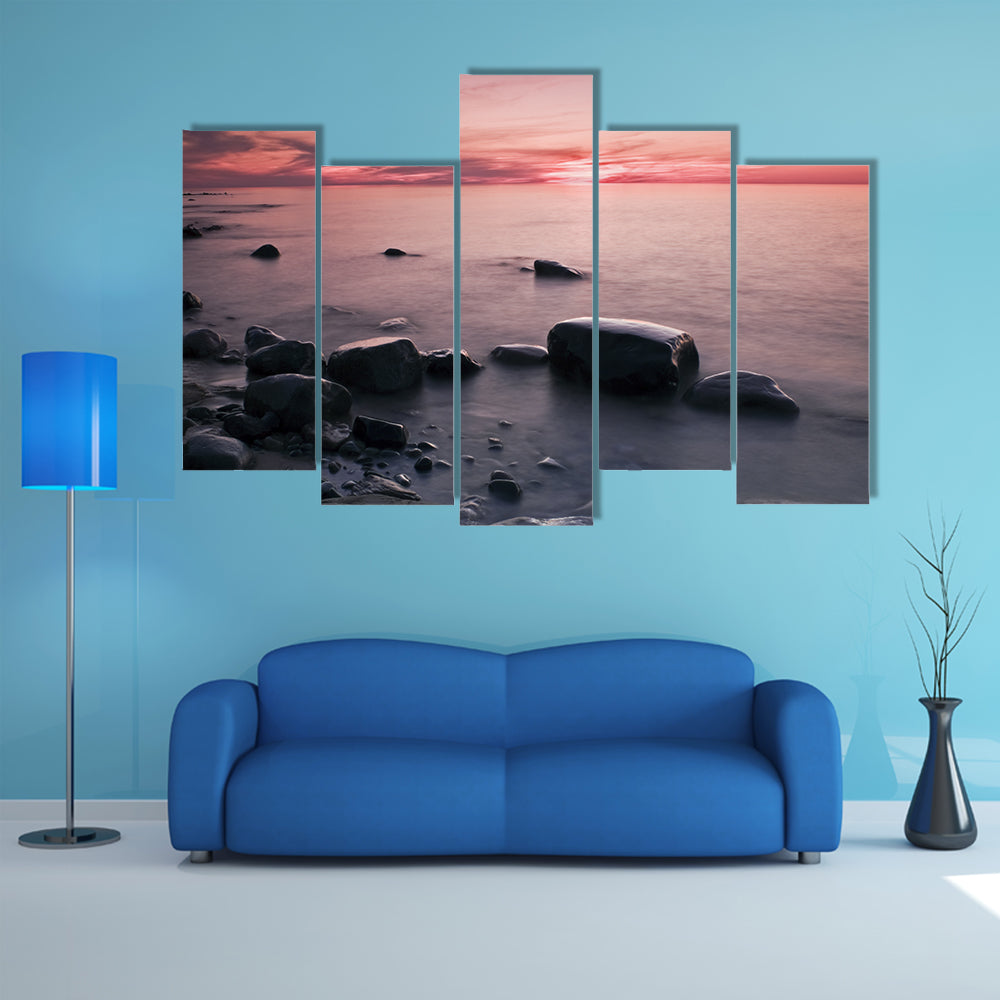 Lakeshore at Sunset in Michigan Canvas Wall Art