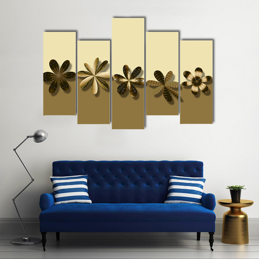 Brown Fantasy Flowers Canvas Wall Art