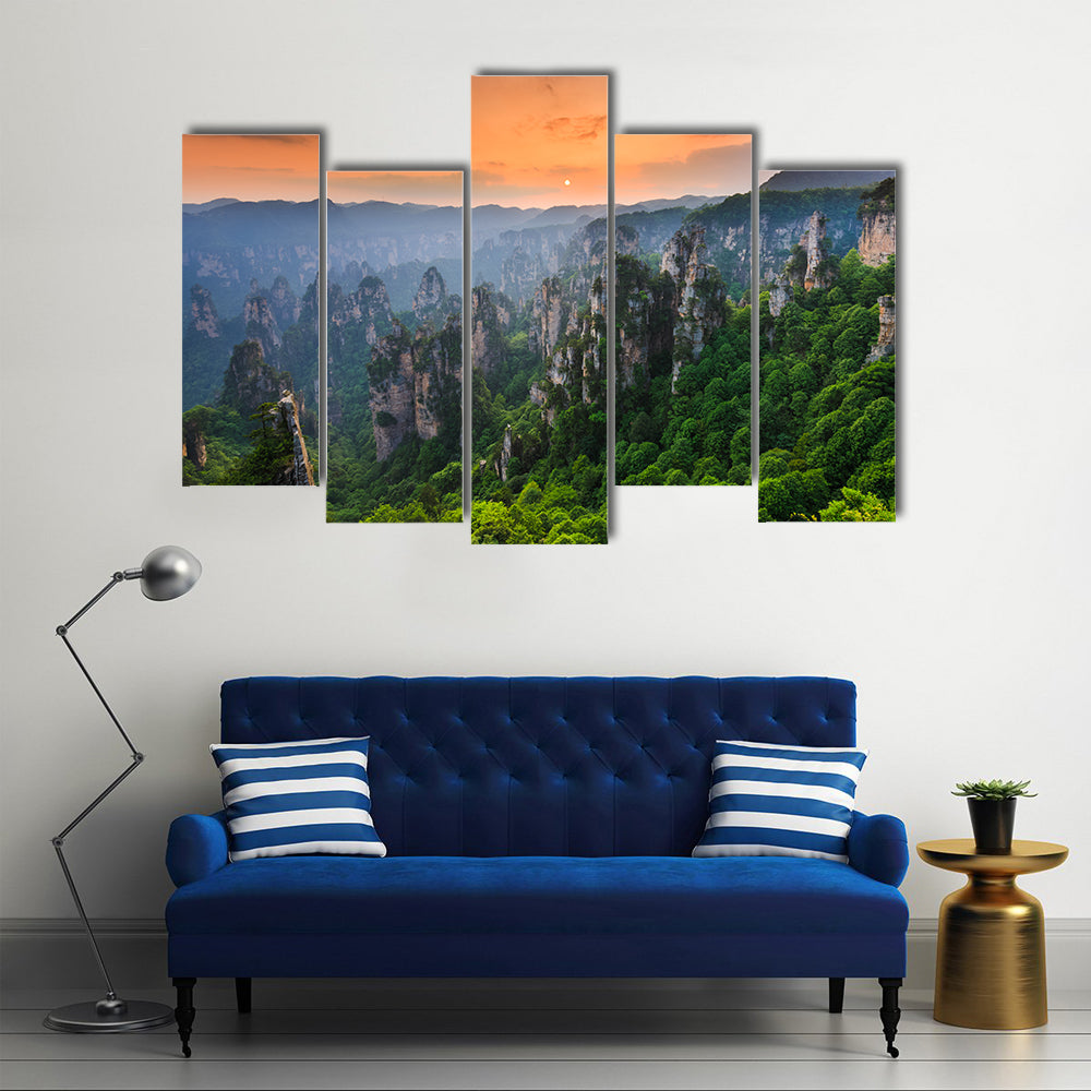 Zhangjiajie National Forest Park At Sunset In China Canvas Wall Art