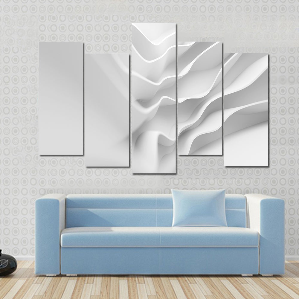 White Architectural Abstract with Layered Forms Canvas Wall Art