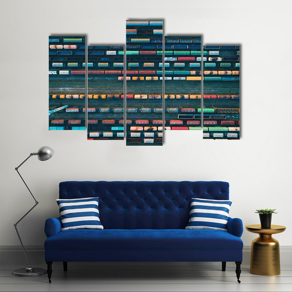 Cargo Trains Close Up Canvas Wall Art