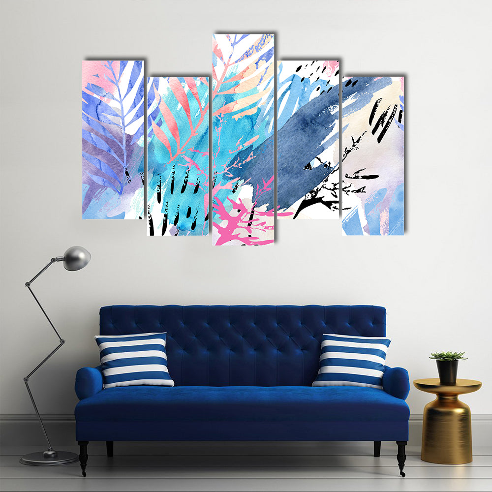 Shabby Tropical Leaves Canvas Wall Art