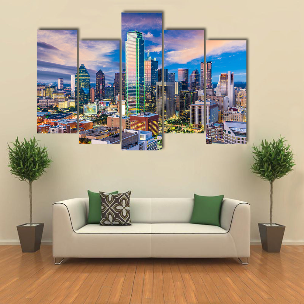 Dallas Skyline at Twilight Canvas Wall Art
