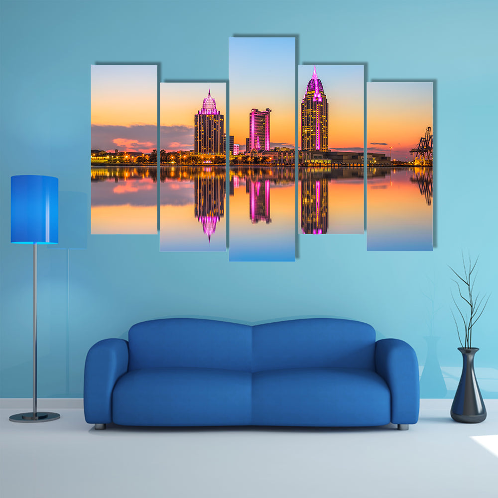 Alabama Downtown Skyline at Dusk Canvas Wall Art