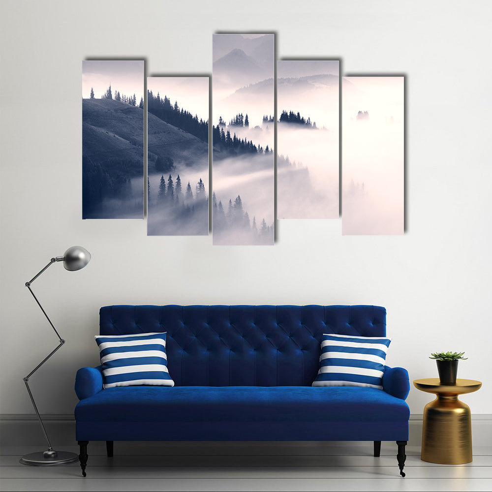 Foggy Carpathians In Ukraine Canvas Wall Art