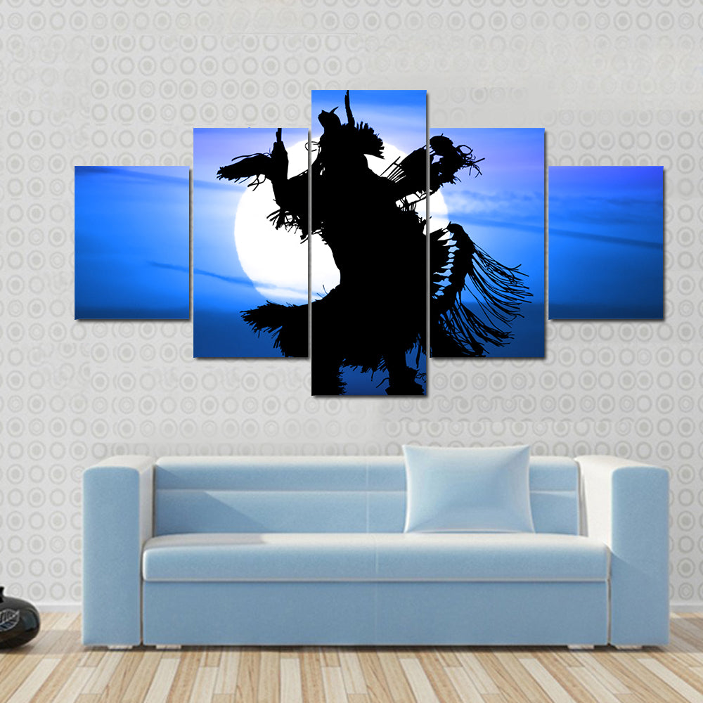 Native American Dancer Silhouette Canvas Wall Art