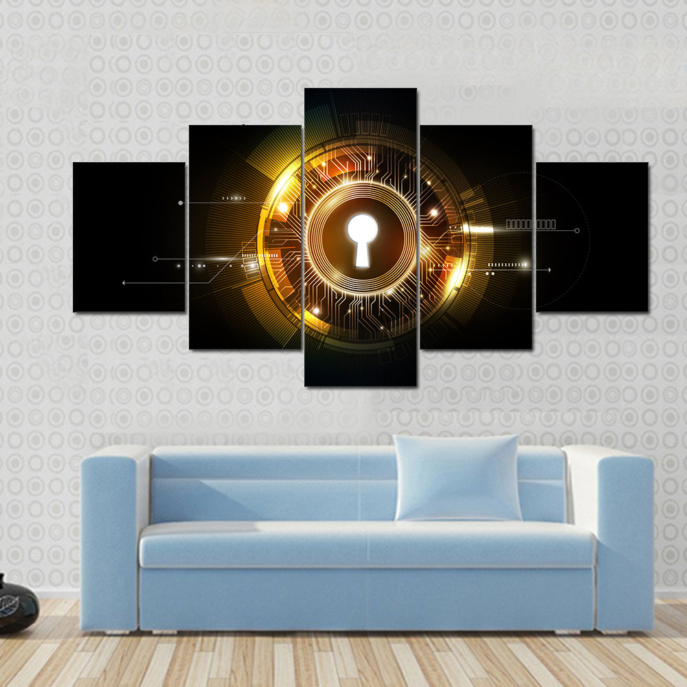 Glowing Keyhole Abstract Canvas Wall Art