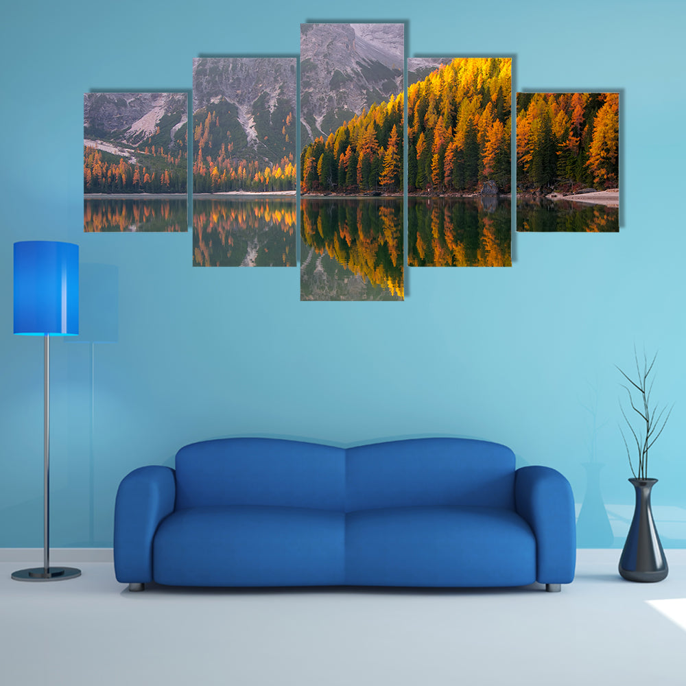 Braies Lake in Autumn Canvas Wall Art