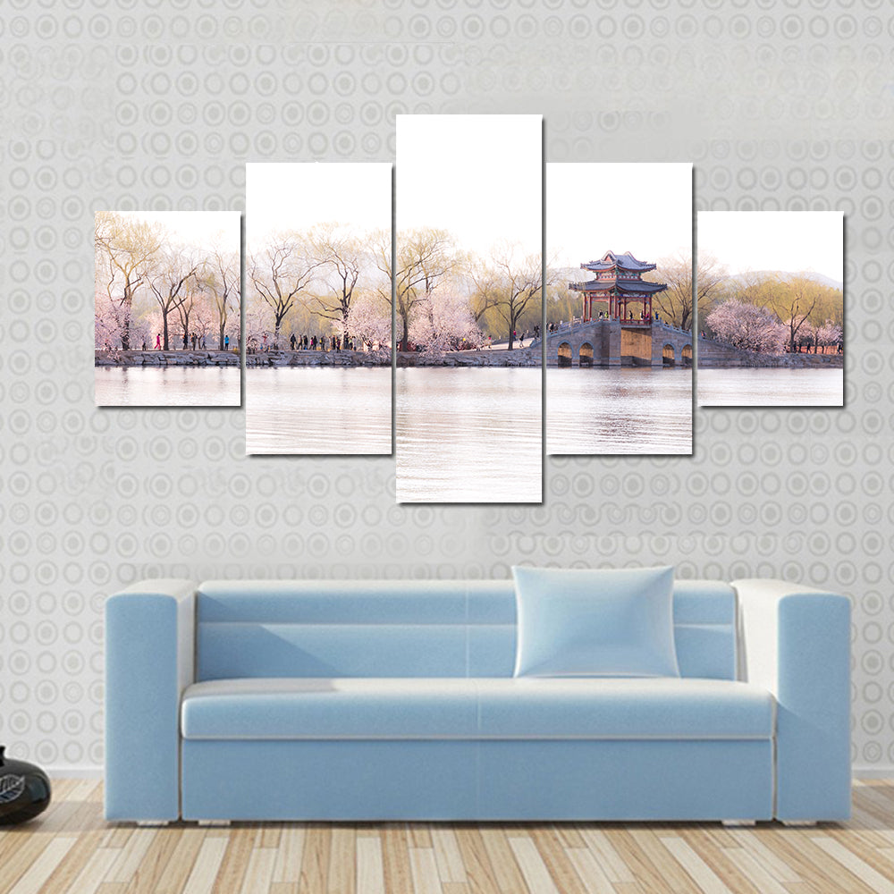 Beijing Palace with Cherry Blossoms Canvas Wall Art