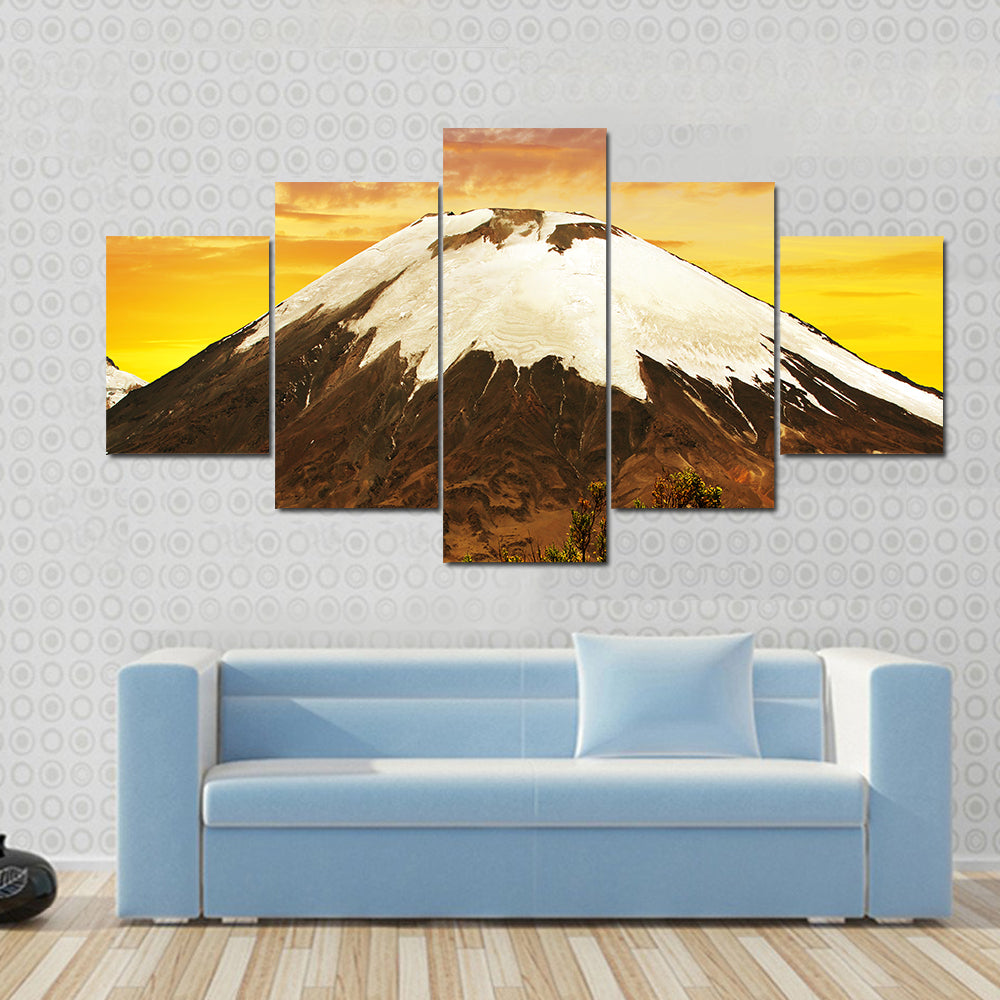 Volcano Parinacota At Sunset In Chile Canvas Wall Art