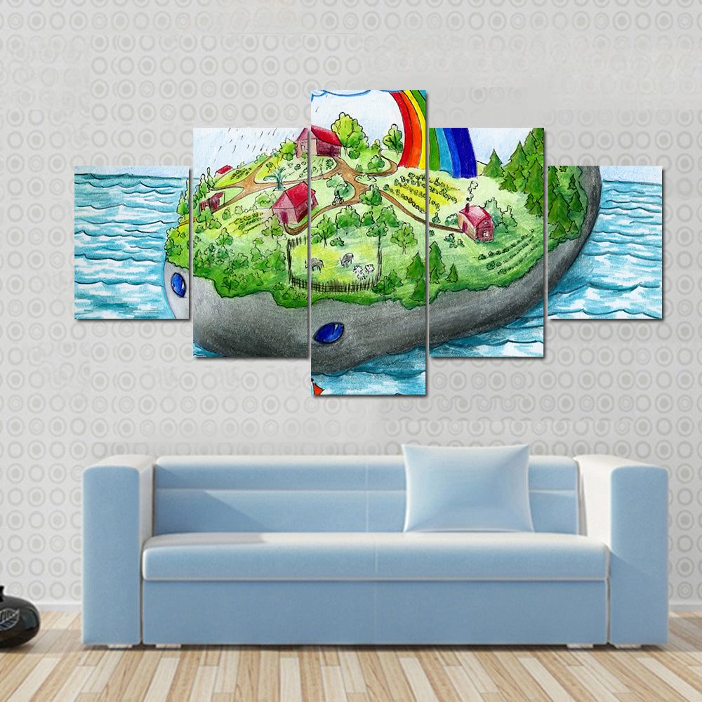 Fairy Tale Whale Island Canvas Wall Art