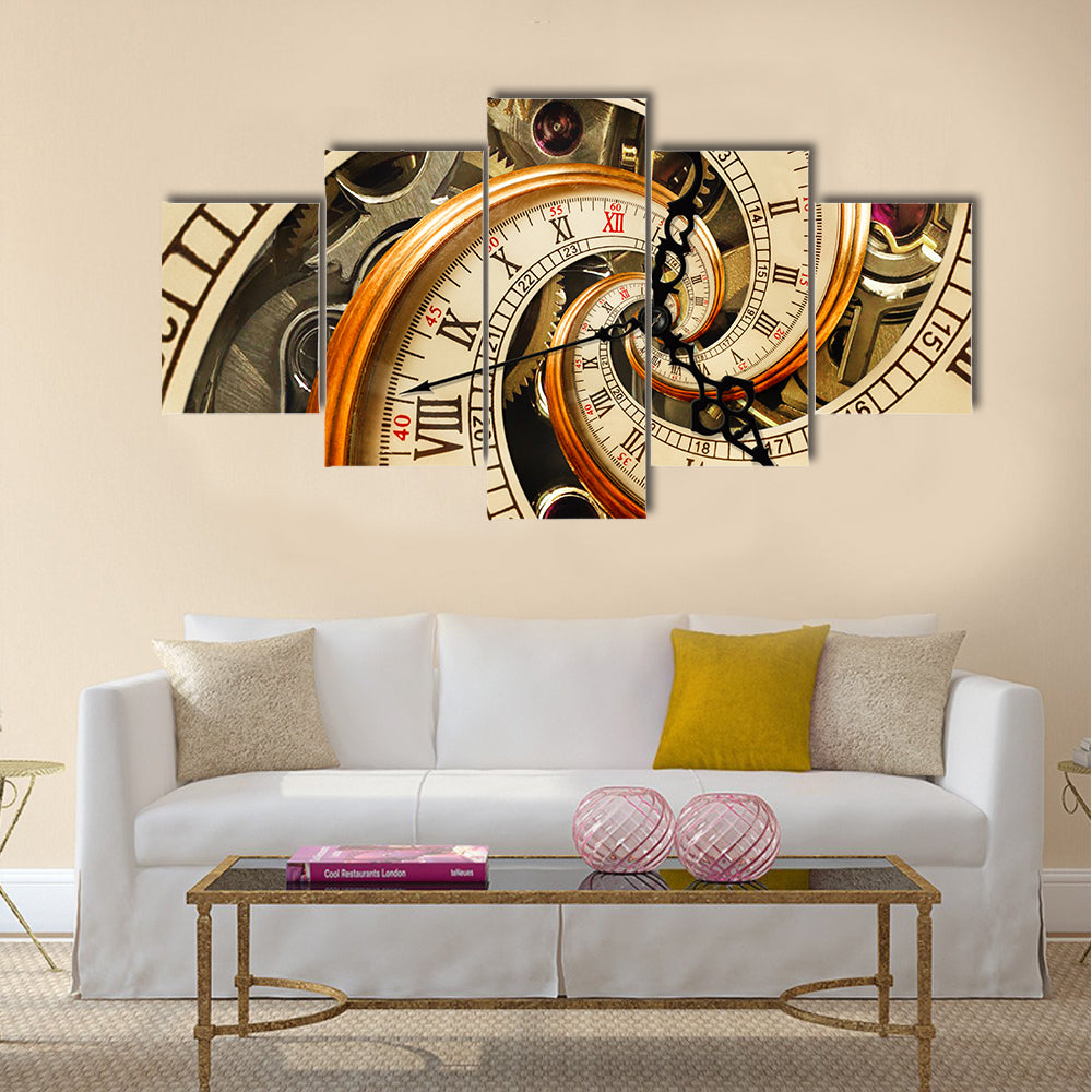 Surreal Antique Old Clock Abstract Canvas Wall Art