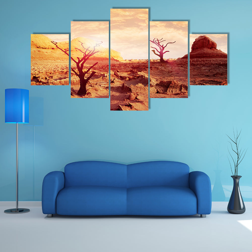 Dry Trees in the Desert Canvas Wall Art