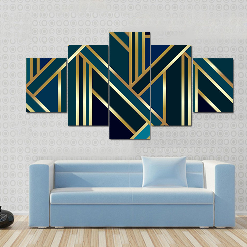 Golden Geometric Pattern Canvas Wall Art