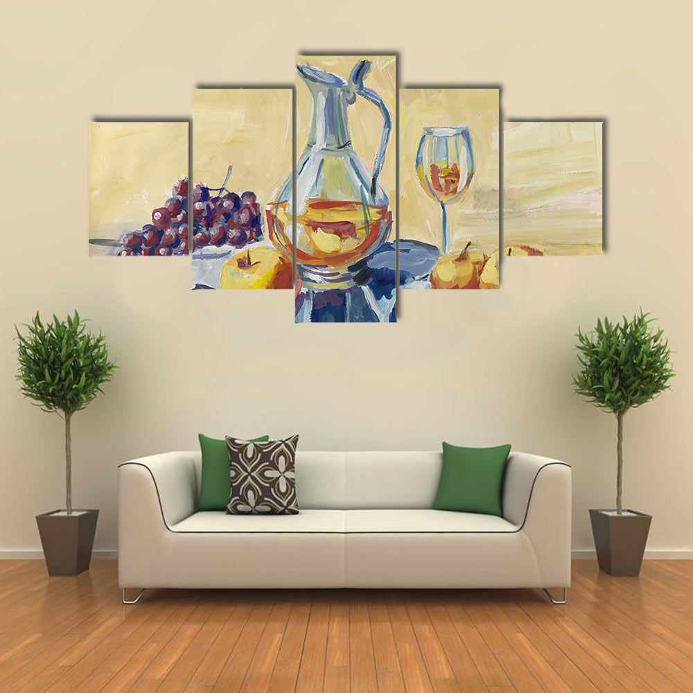 Classical Still Life with Pitcher and Fruit Canvas Wall Art
