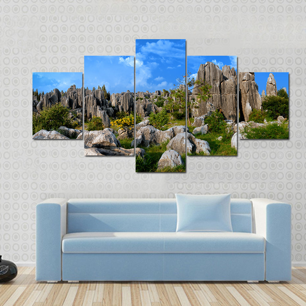 Stone Forest In Yunnan China Canvas Wall Art