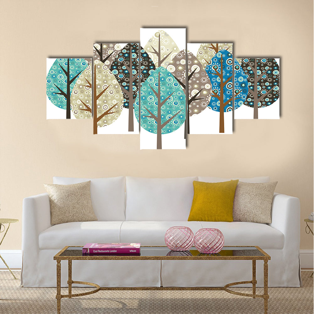 Autumn Patterned Trees Canvas Wall Art