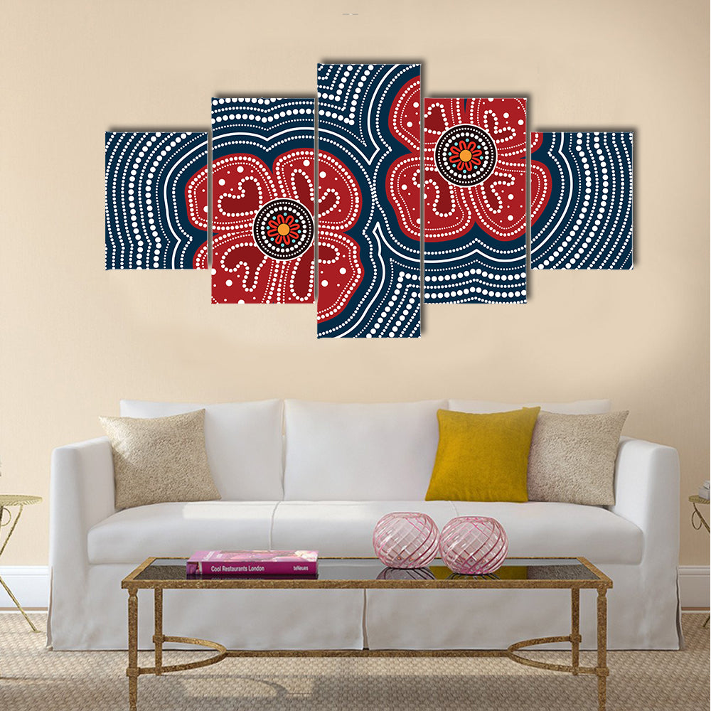 Dotted Red Poppy Flowers Canvas Wall Art