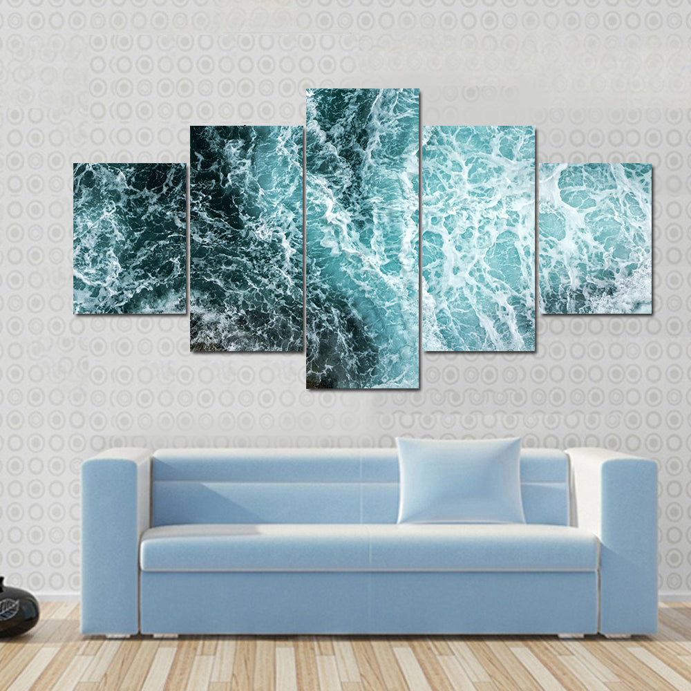 Waves In Blue Ocean Canvas Wall Art