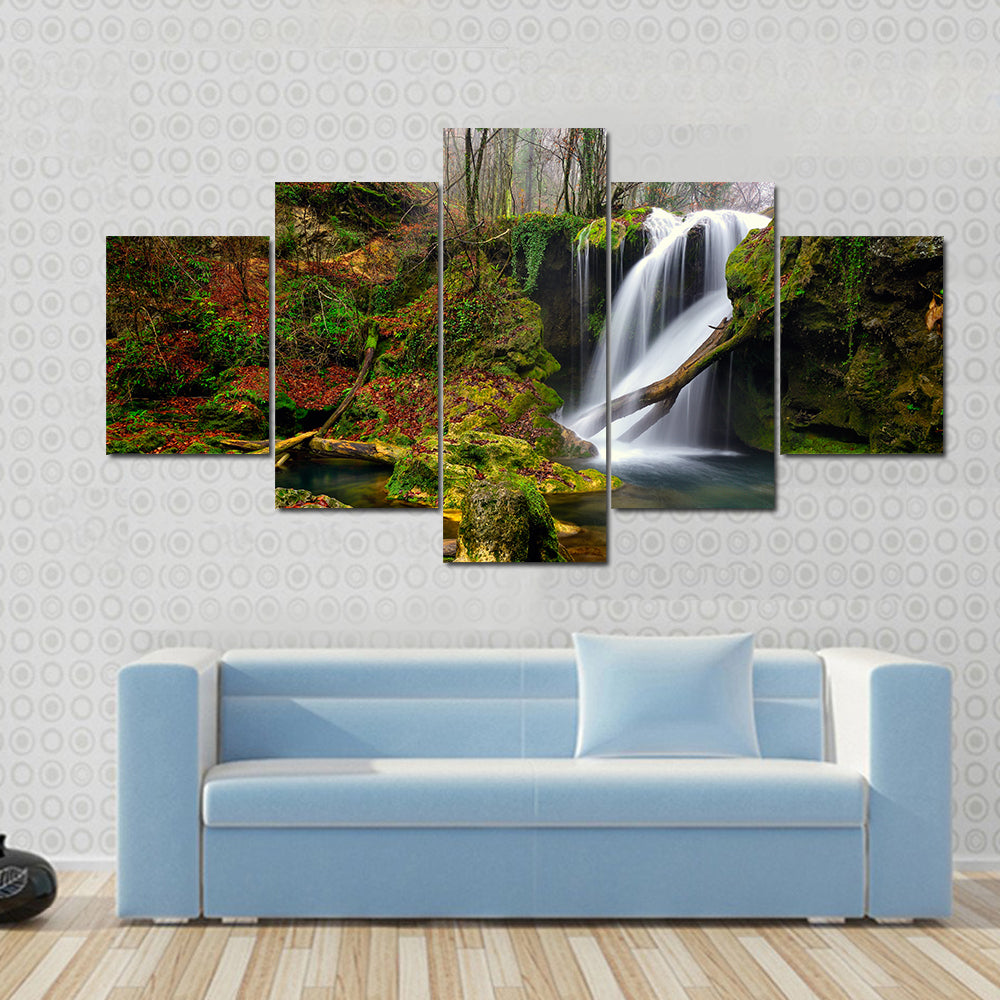 Waterfall In The Forest Canvas Wall Art