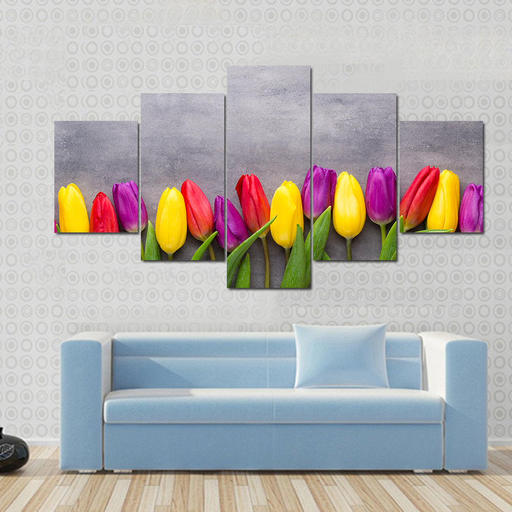 Multicolored Spring Flowers Tulips Canvas Wall Art
