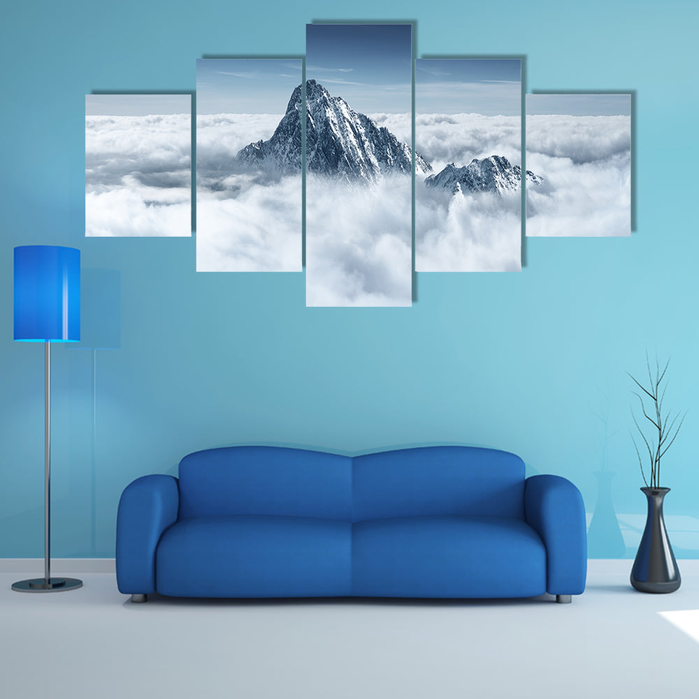 Alpine Mountain in the Clouds Canvas Wall Art