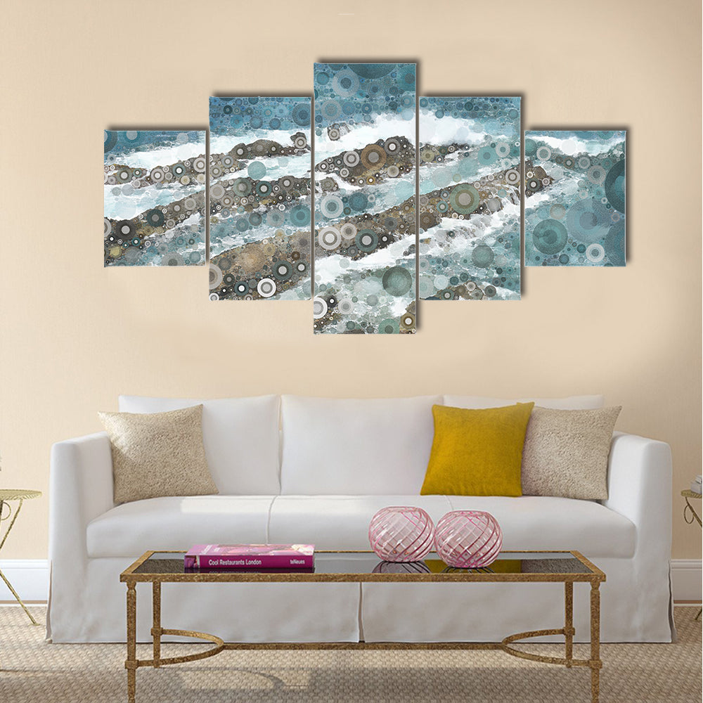 Mosaic Ocean Wave Texture Canvas Wall Art
