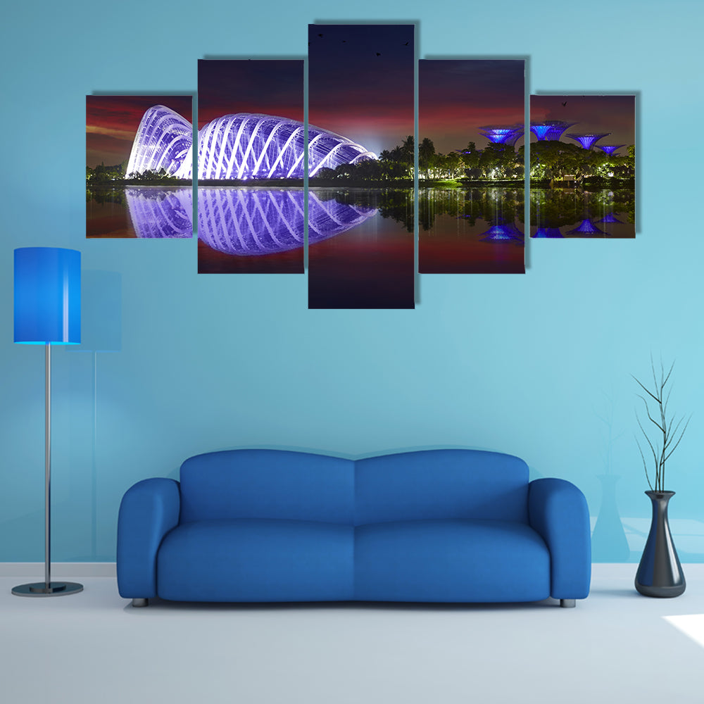 Singapore Gardens By The Bay At Night Canvas Wall Art