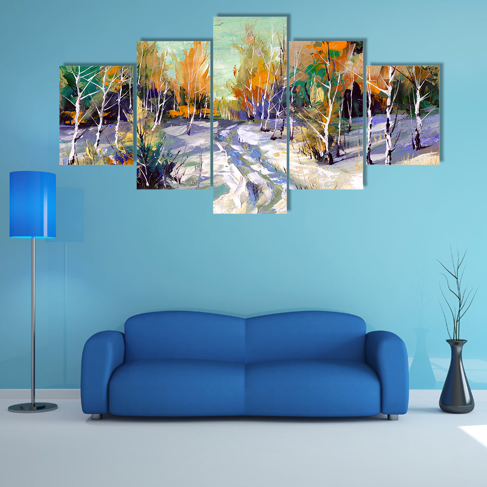 Road To Winter Woods Canvas Wall Art