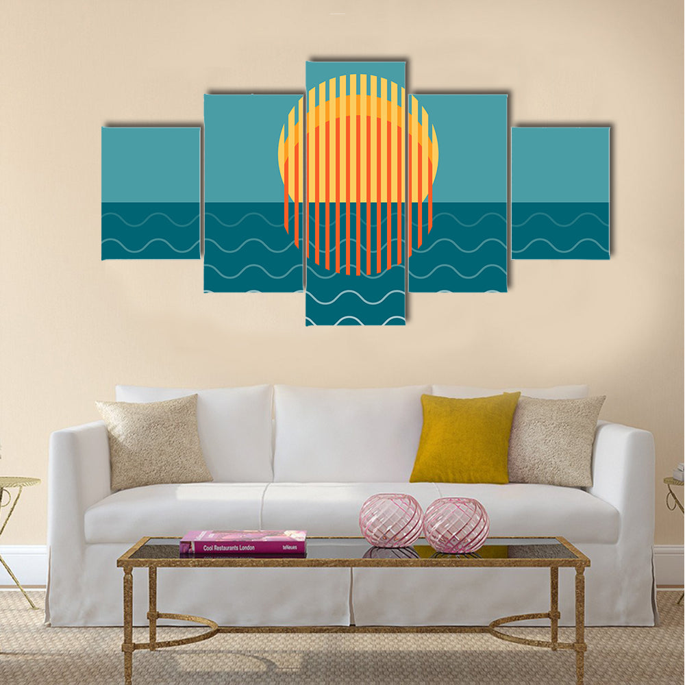 Minimalist Sunset Over Ocean Canvas Wall Art