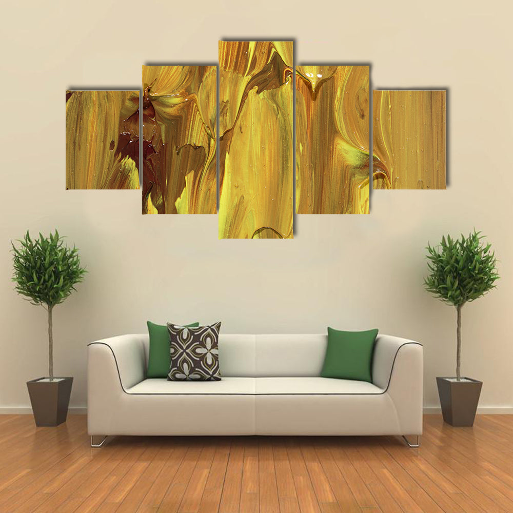 Gold Brushstrokes Abstract Canvas Wall Art