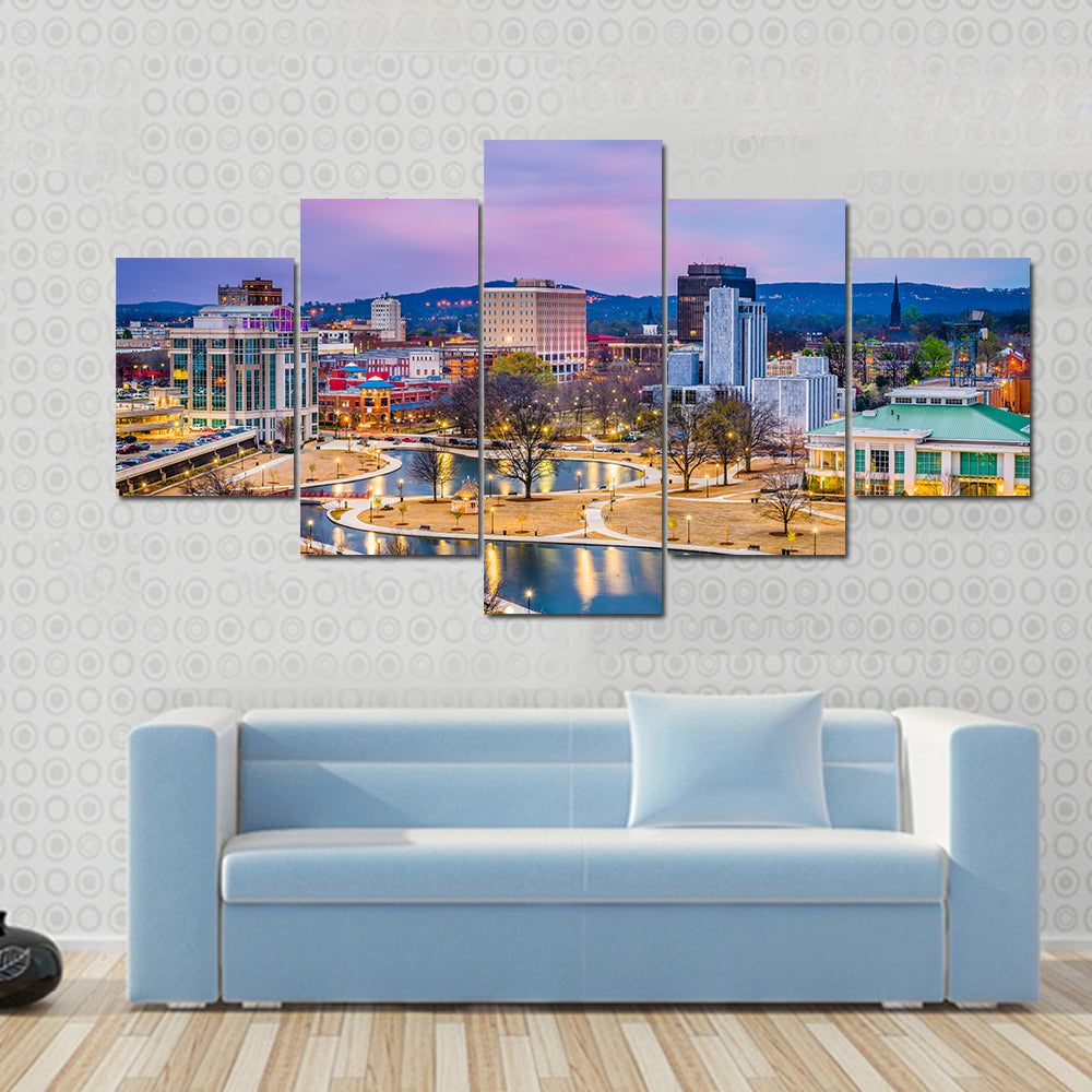 Huntsville Cityscape at Twilight Canvas Wall Art