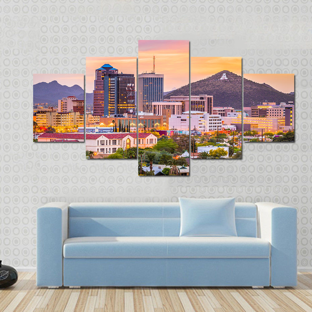 Tucson Skyline In Arizona Canvas Wall Art
