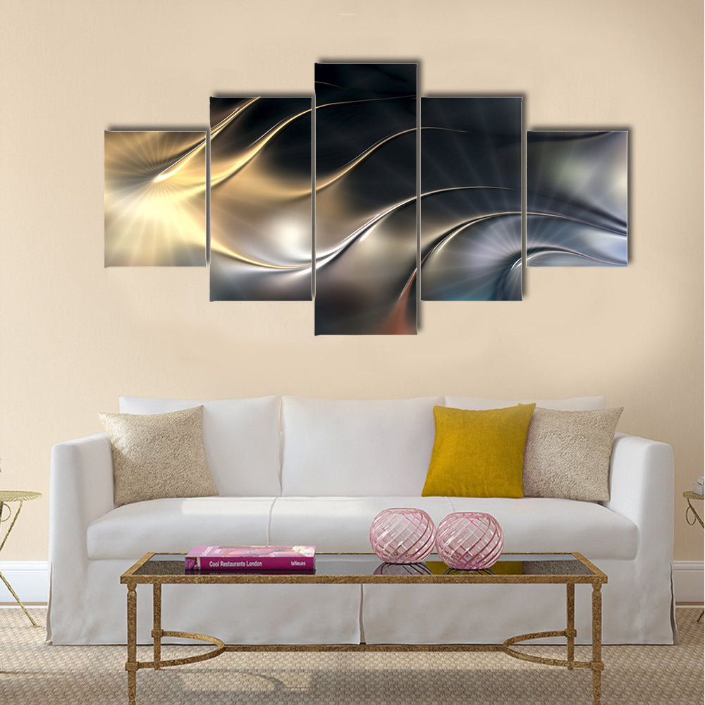 Abstract Metallic 3D Wave Canvas Wall Art