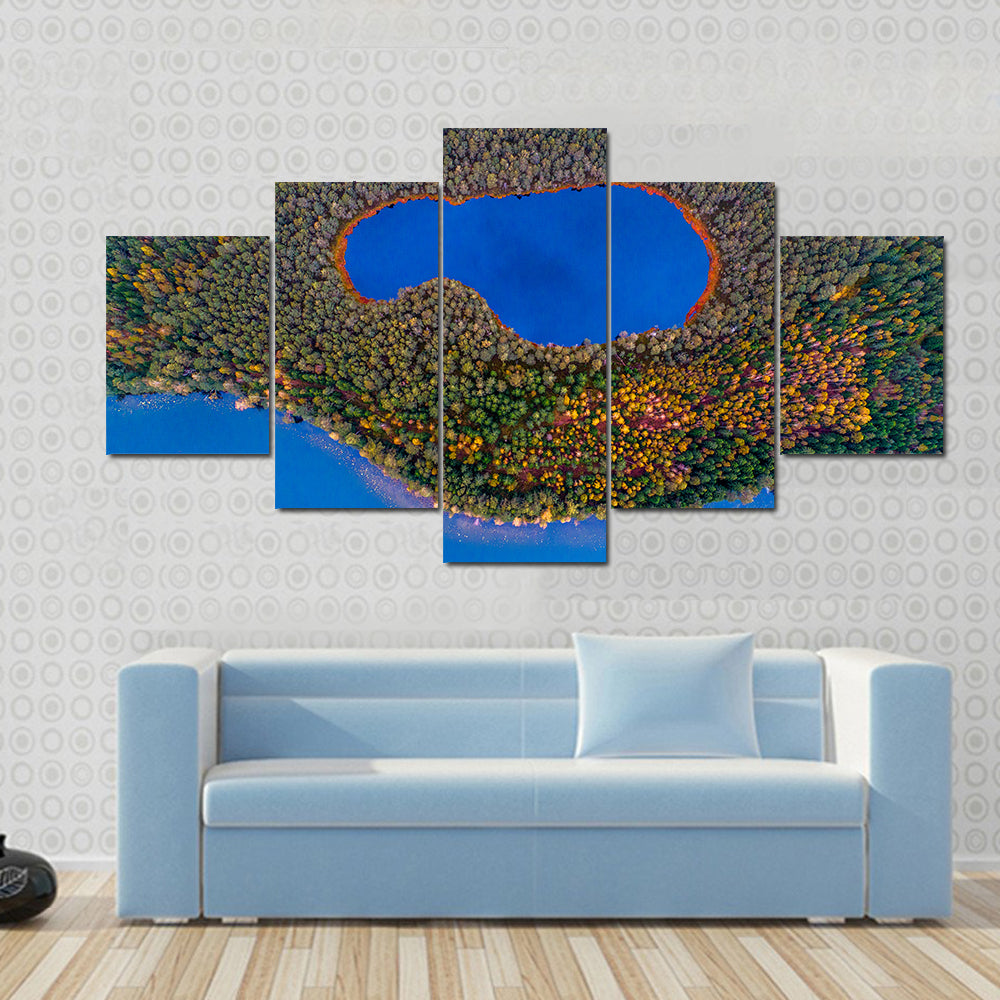 Two Lakes In Lithuanian Forest Canvas Wall Art