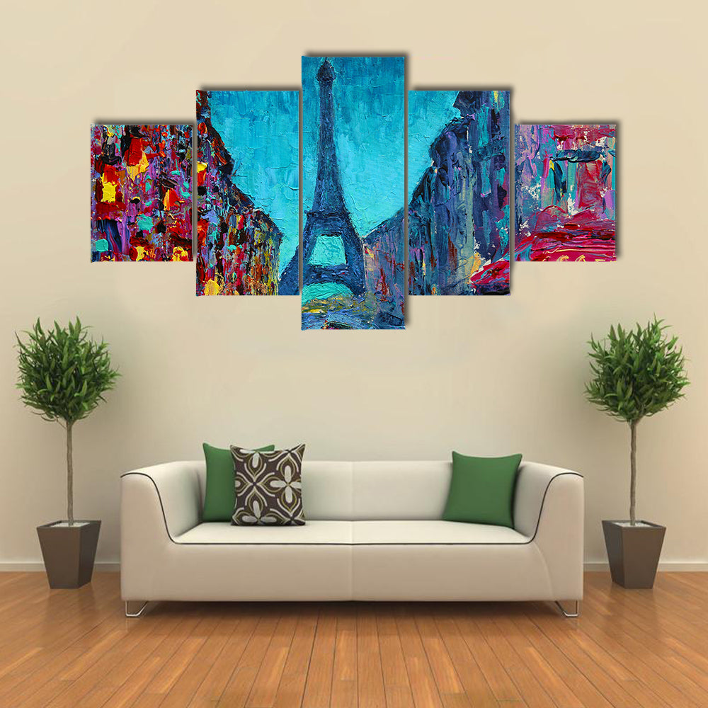 Rainy Paris Street with Eiffel Tower Canvas Wall Art