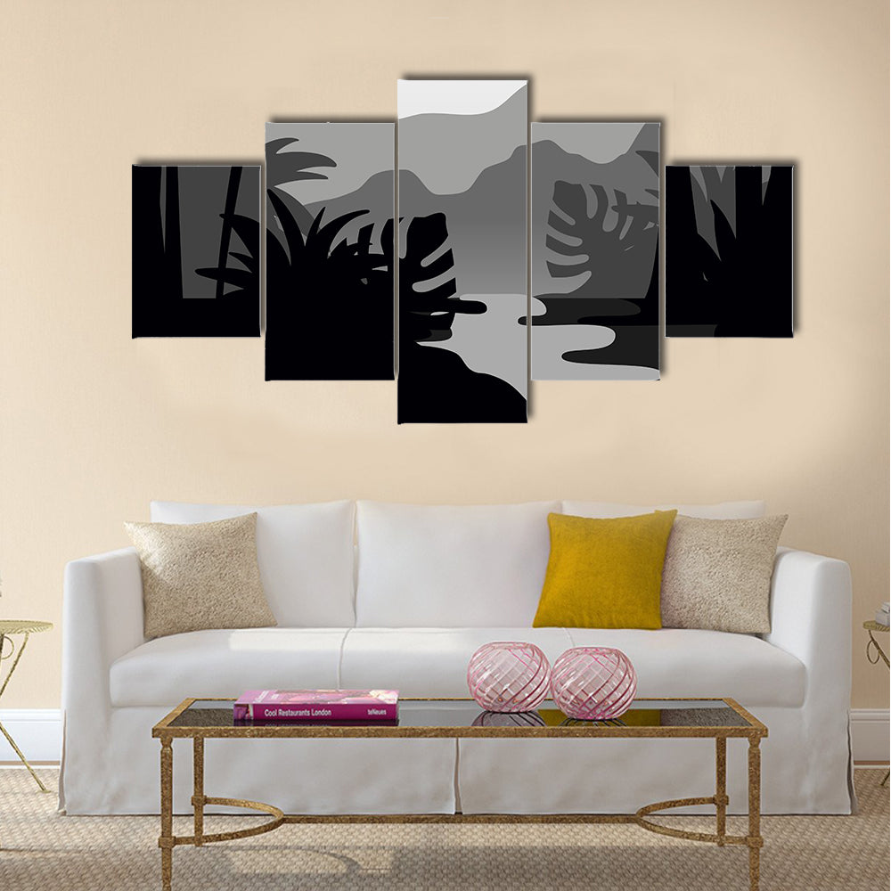 Tropical Forest Silhouette Canvas Wall Art